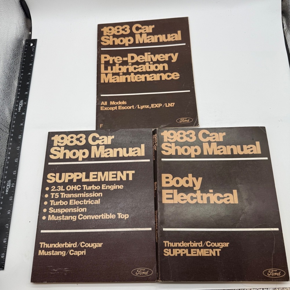 1983 Ford Car Shop Manual Supplement Set Mustang Capri Thunderbird Cougar 3pc